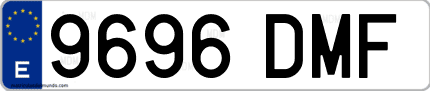 Ejemplo de matrícula de coche ordinaria 9696 DMF