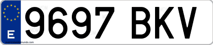Ejemplo de matrícula de coche ordinaria 9697 BKV