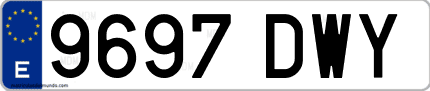 Ejemplo de matrícula de coche ordinaria 9697 DWY
