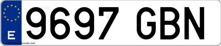 Ejemplo de matrícula española 9697 GBN