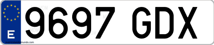Ejemplo de matrícula de coche ordinaria 9697 GDX