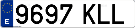 Ejemplo de matrícula de coche ordinaria 9697 KLL