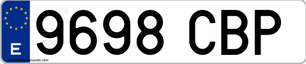 Ejemplo de matrícula de coche ordinaria 9698 CBP