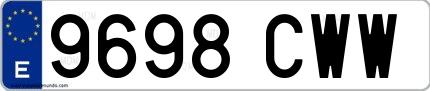 Ejemplo de matrícula española 9698 CWW