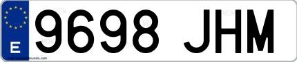 Ejemplo de matrícula española 9698 JHM