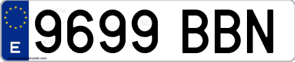 Ejemplo de matrícula de coche ordinaria 9699 BBN