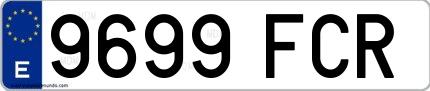 Ejemplo de matrícula española 9699 FCR