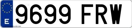 Ejemplo de matrícula de coche ordinaria 9699 FRW