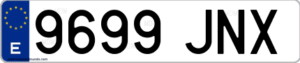 Ejemplo de matrícula de coche ordinaria 9699 JNX