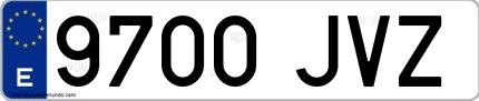 Ejemplo de matrícula española 9700 JVZ