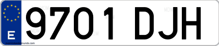 Ejemplo de matrícula de coche ordinaria 9701 DJH