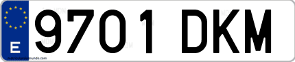 Ejemplo de matrícula de coche ordinaria 9701 DKM