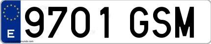 Ejemplo de matrícula española 9701 GSM