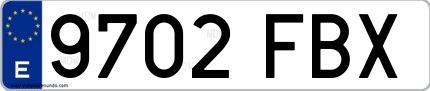 Ejemplo de matrícula española 9702 FBX