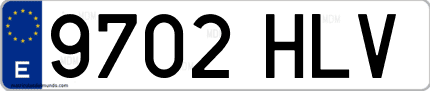 Ejemplo de matrícula de coche ordinaria 9702 HLV