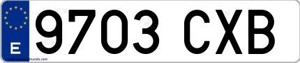 Ejemplo de matrícula española 9703 CXB