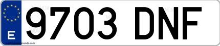 Ejemplo de matrícula española 9703 DNF