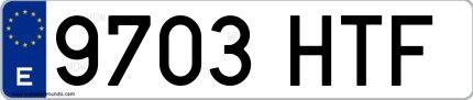 Ejemplo de matrícula española 9703 HTF