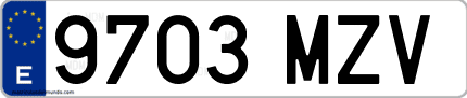 Ejemplo de matrícula de coche ordinaria 9703 MZV