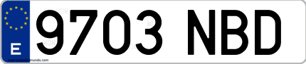 Ejemplo de matrícula de coche ordinaria 9703 NBD