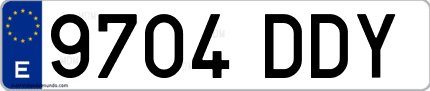 Ejemplo de matrícula de coche ordinaria 9704 DDY