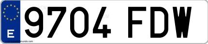 Ejemplo de matrícula española 9704 FDW