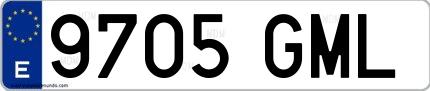 Ejemplo de matrícula española 9705 GML