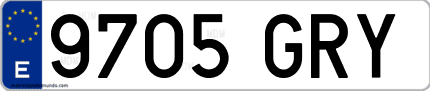 Ejemplo de matrícula de coche ordinaria 9705 GRY