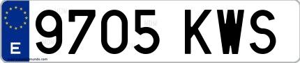 Ejemplo de matrícula española 9705 KWS