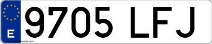 Ejemplo de matrícula española 9705 LFJ