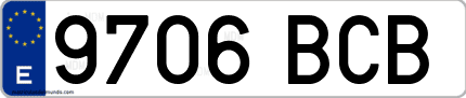 Ejemplo de matrícula de coche ordinaria 9706 BCB