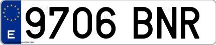 Ejemplo de matrícula española 9706 BNR
