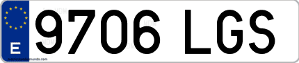 Ejemplo de matrícula de coche ordinaria 9706 LGS
