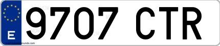 Ejemplo de matrícula española 9707 CTR