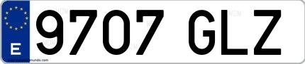 Ejemplo de matrícula española 9707 GLZ