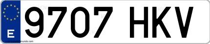 Ejemplo de matrícula española 9707 HKV