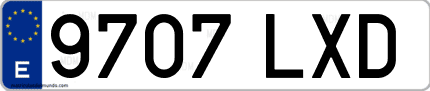 Ejemplo de matrícula de coche ordinaria 9707 LXD