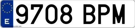 Ejemplo de matrícula de coche ordinaria 9708 BPM