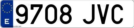 Ejemplo de matrícula española 9708 JVC