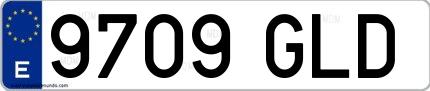 Ejemplo de matrícula española 9709 GLD