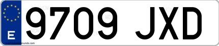 Ejemplo de matrícula española 9709 JXD