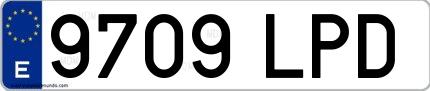 Ejemplo de matrícula de coche ordinaria 9709 LPD