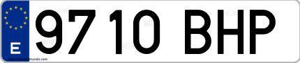 Ejemplo de matrícula de coche ordinaria 9710 BHP