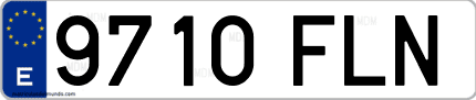 Ejemplo de matrícula de coche ordinaria 9710 FLN