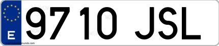 Ejemplo de matrícula española 9710 JSL
