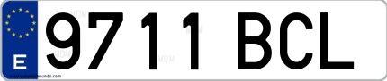 Ejemplo de matrícula española 9711 BCL