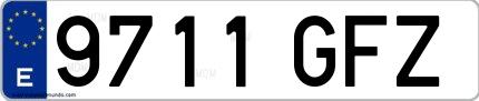 Ejemplo de matrícula española 9711 GFZ