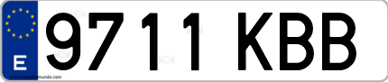Ejemplo de matrícula de coche ordinaria 9711 KBB