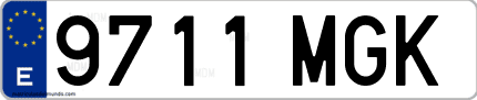 Ejemplo de matrícula de coche ordinaria 9711 MGK