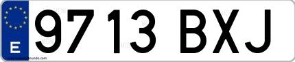 Ejemplo de matrícula española 9713 BXJ